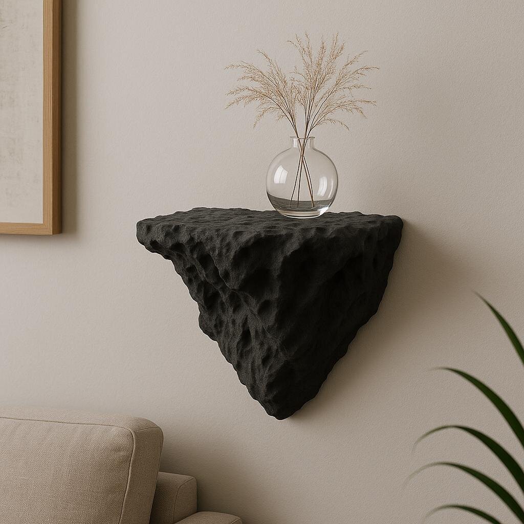3D-gedrucktes Felsen-Wandregal | Geometrische Schwebeablage