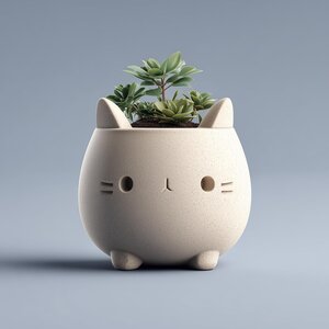 3D-gedrucktes Katzen-Pflanzgefäß | Kawaii-Sukkulententopf