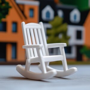 3D-gedruckter 1:12 Lamellen-Schaukelstuhl