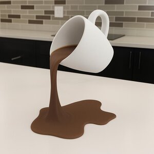 Schwebende Kaffeetassen-Skulptur | 3D-gedruckte Illusion