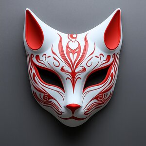 3D-gedruckte Fuchsmaske | Kitsune-Kostümaccessoire