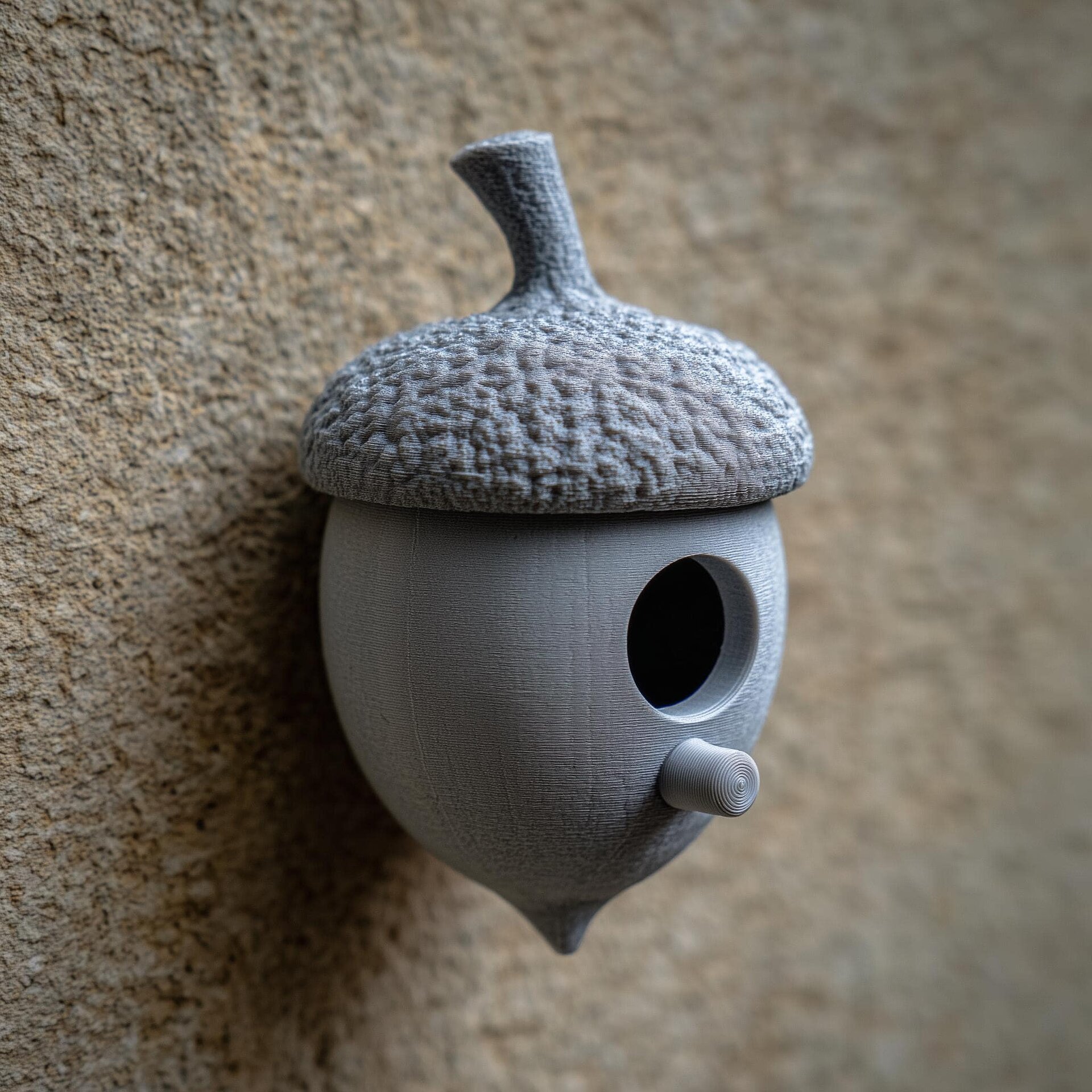 3D-gedrucktes Eichel-Vogelhaus mit verstecktem Stauraum