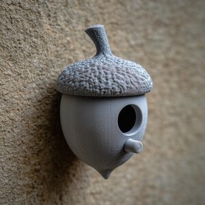 3D-gedrucktes Eichel-Vogelhaus mit verstecktem Stauraum
