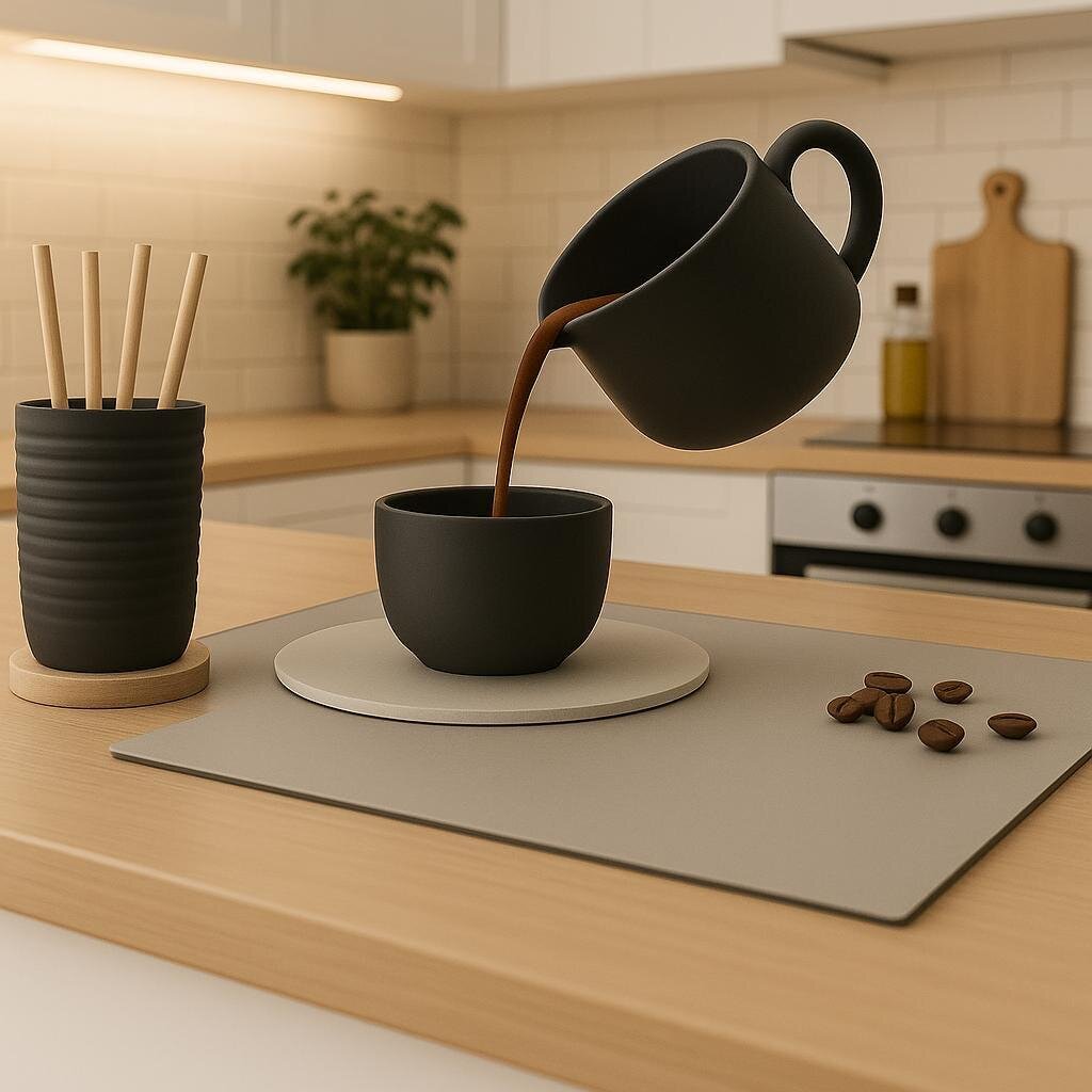 Schwebende Kaffeeguss-Skulptur | 3D-gedruckte Illusion