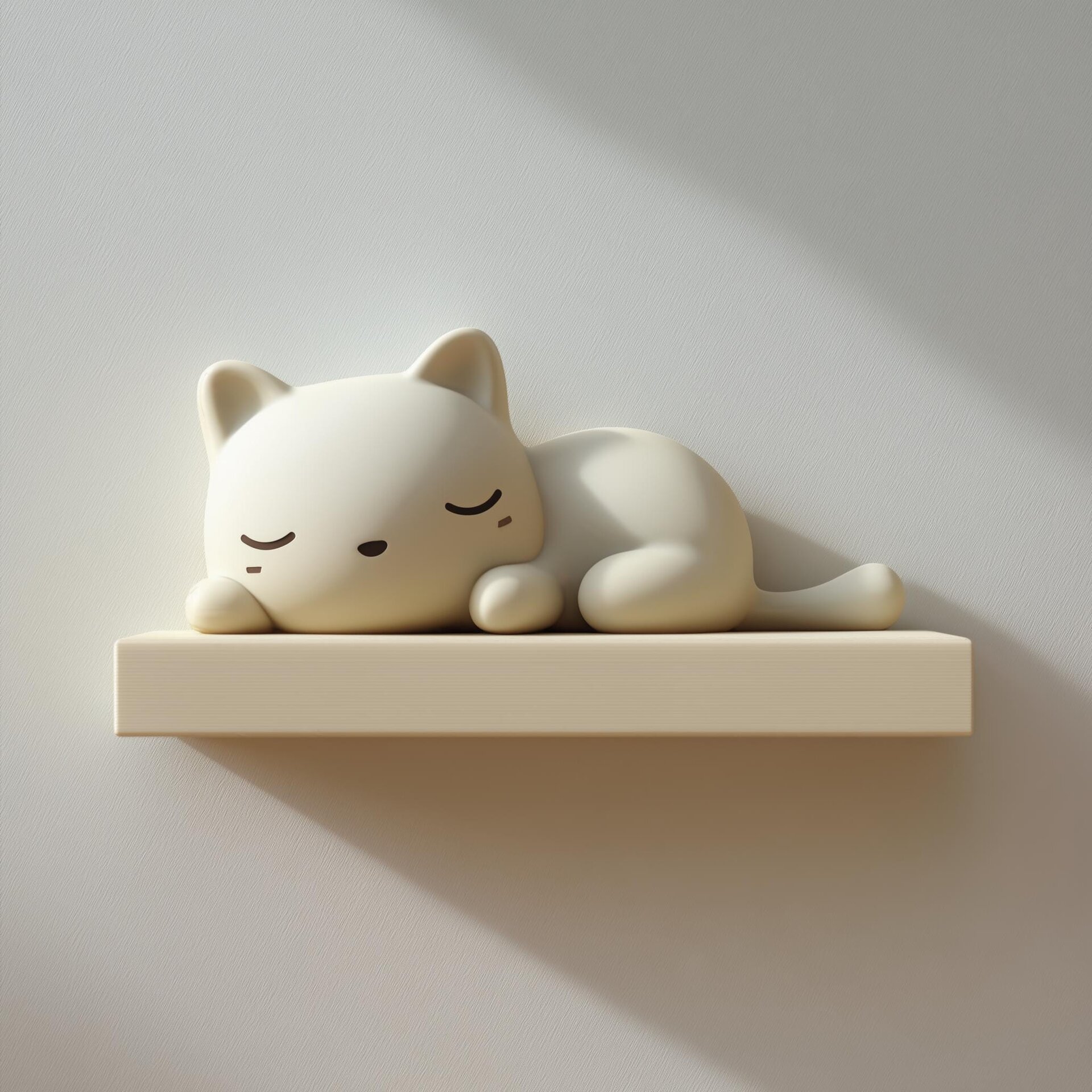 3D-gedrucktes Wandregal mit schlafender Katze