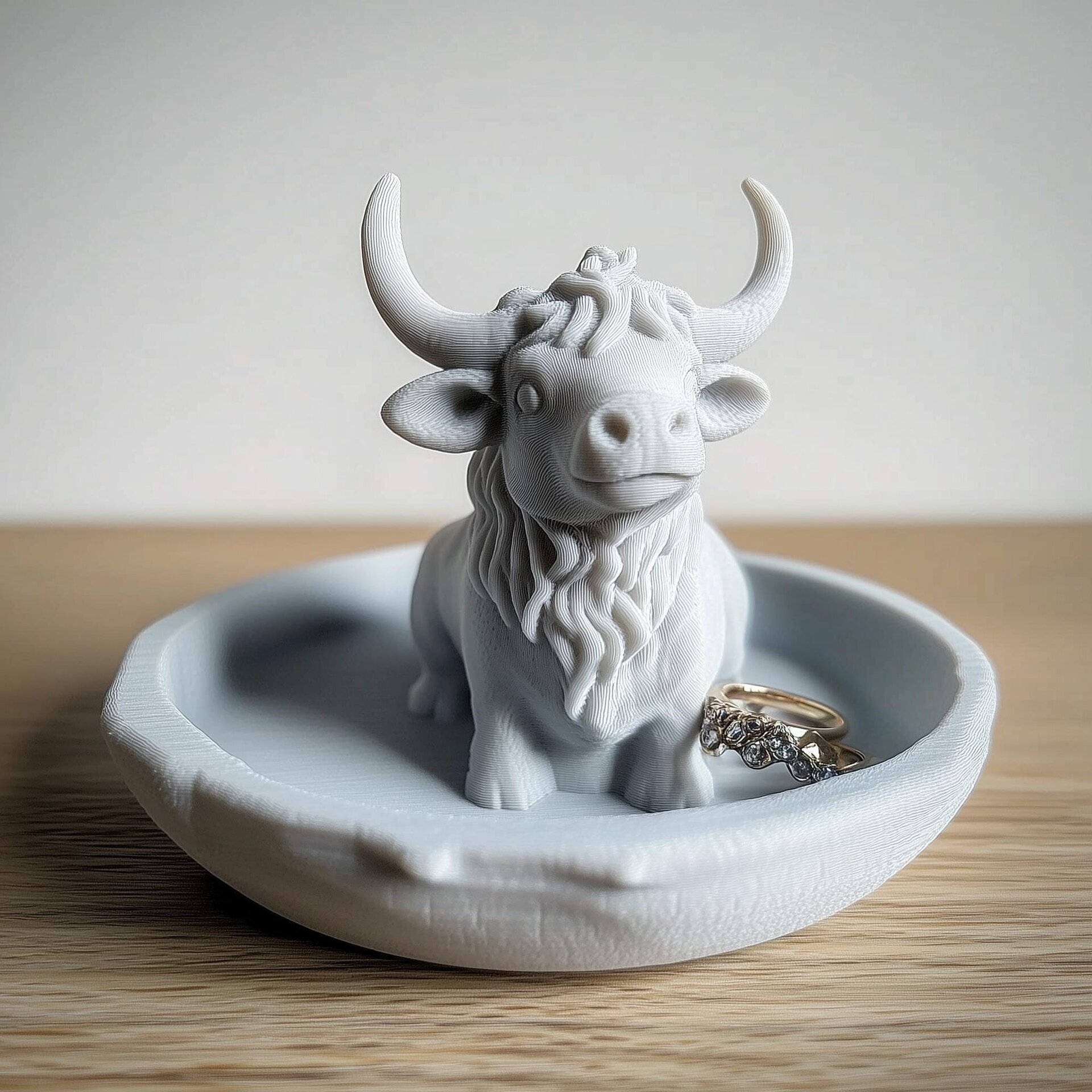 3D-gedruckte Kuh-Ring- und Schmuckschale