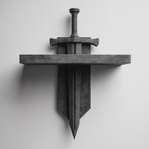 3D-gedrucktes Wandregal mit herausnehmbarem Schwert