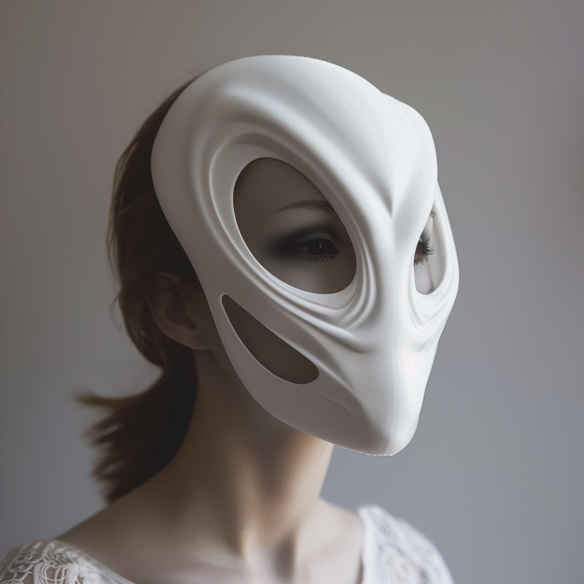 3D-gedruckte minimalistische Alien-Kostümmaske