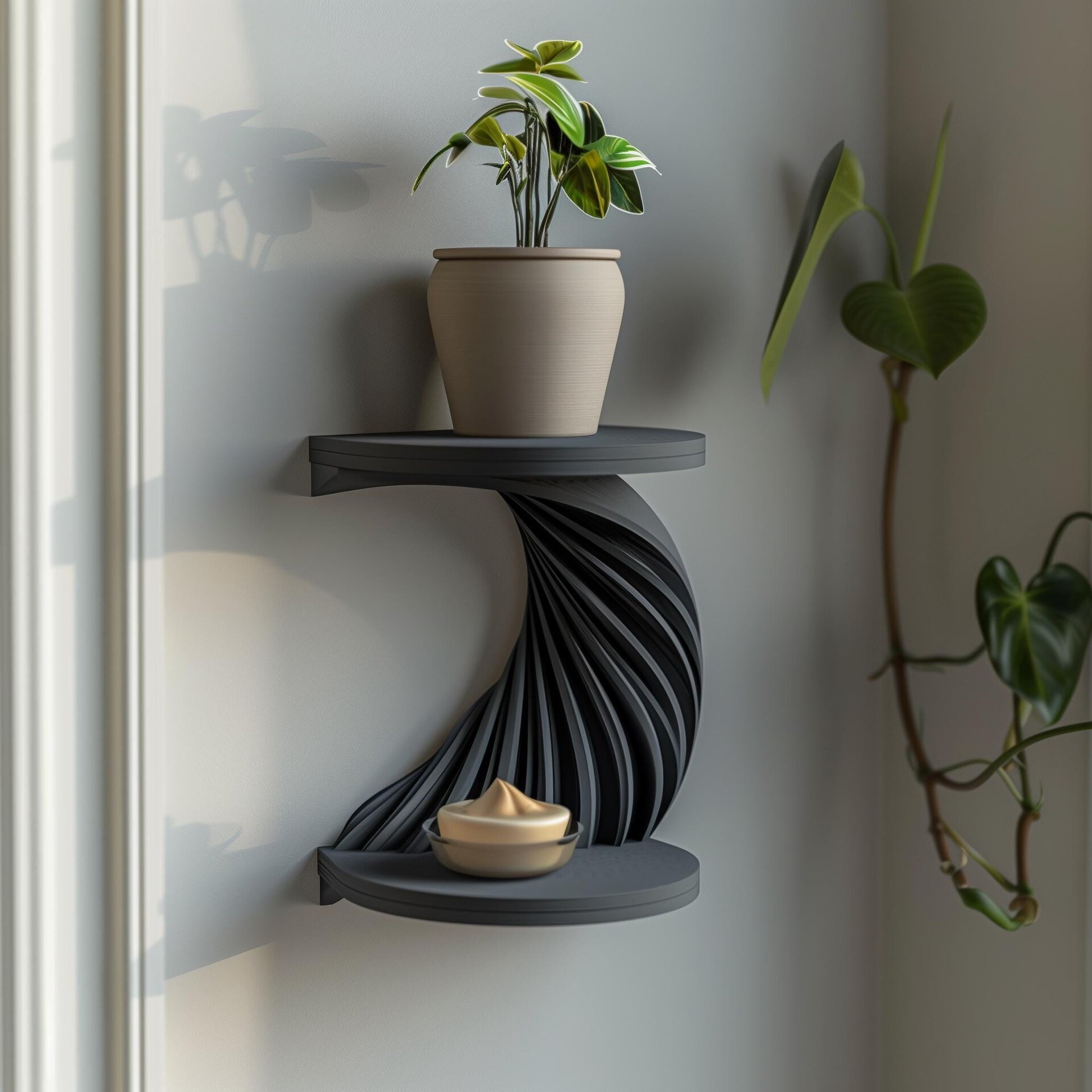 3D-gedrucktes zweistufiges Spiral-Wandregal
