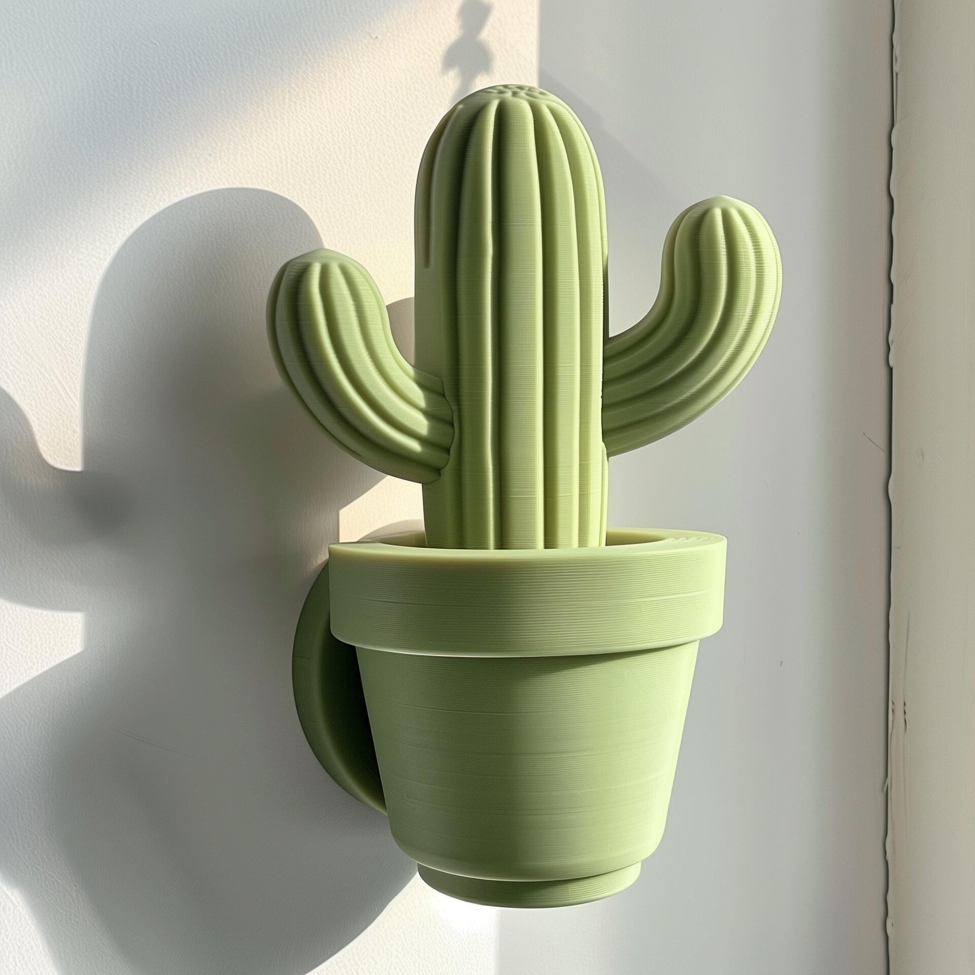 3D-gedruckte minimalistische Kaktus-Wandskulptur