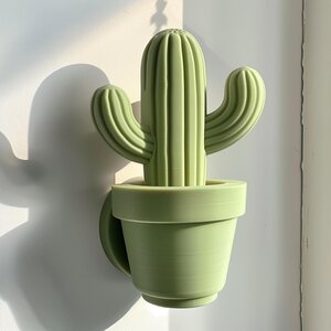3D-gedruckte minimalistische Kaktus-Wandskulptur