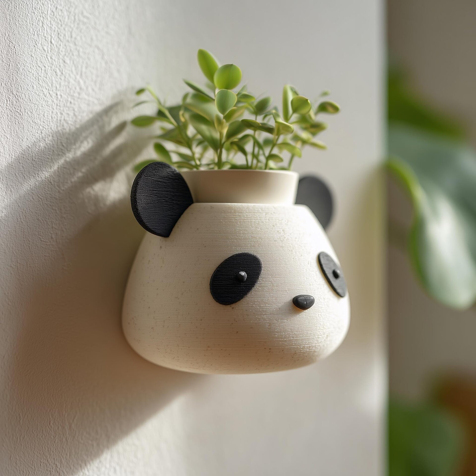 3D-gedrucktes Panda-Gesicht-Wandpflanzgefäß