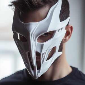 3D-gedruckte futuristische weiße Cosplay-Maske