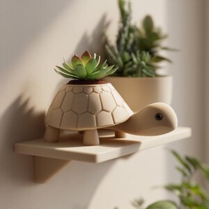 3D-gedrucktes Schildkröten-Wandpflanzregal