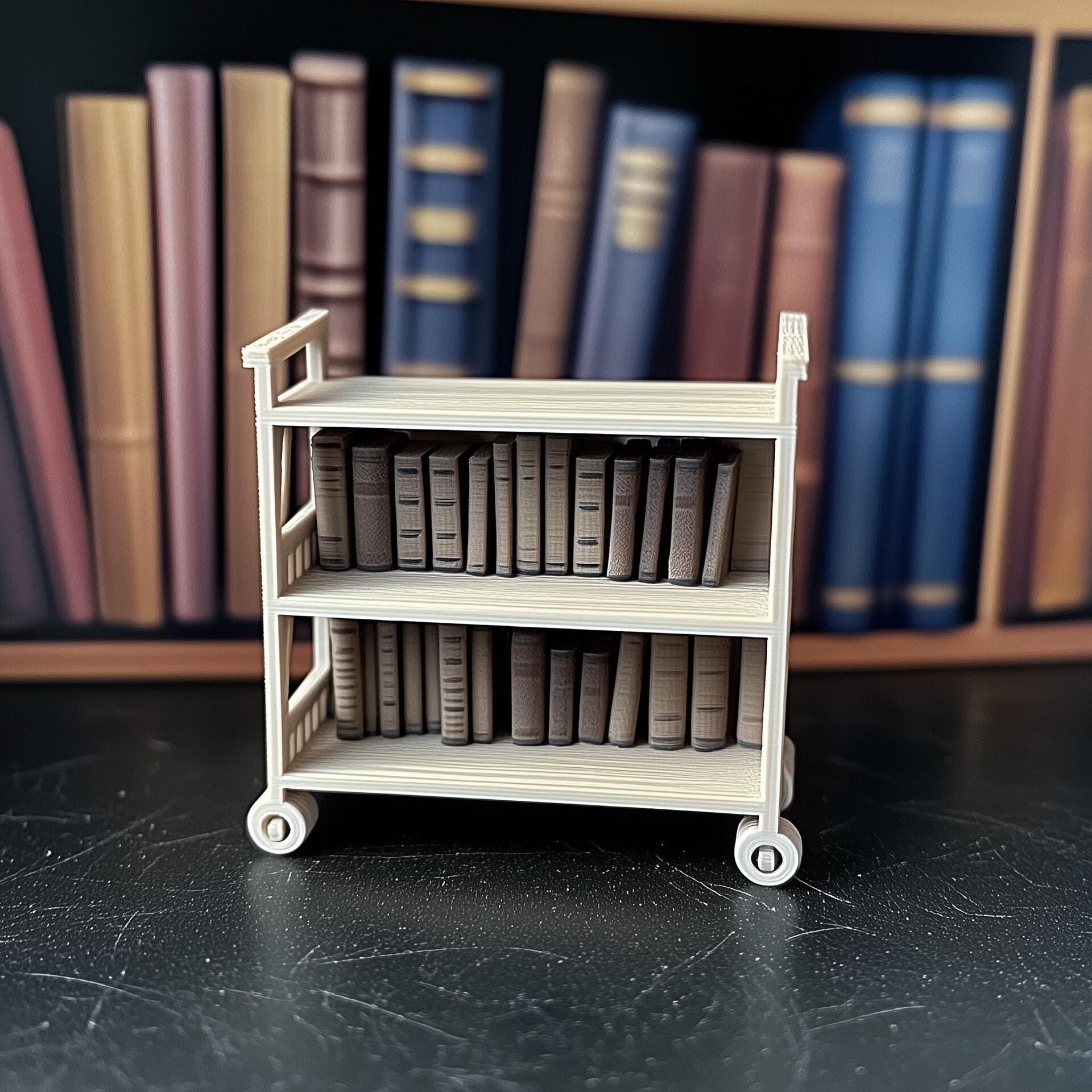 1:12 Puppenhaus-Bücherwagen | 3D-gedrucktes Bücherregal