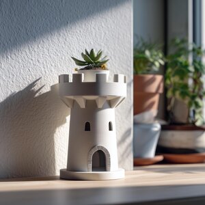 3D-gedruckter Burgturm-Pflanzkübel