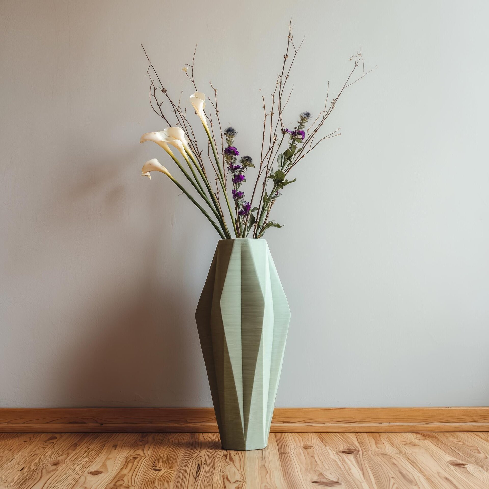 3D-gedruckte facettierte Trockenblumenvase