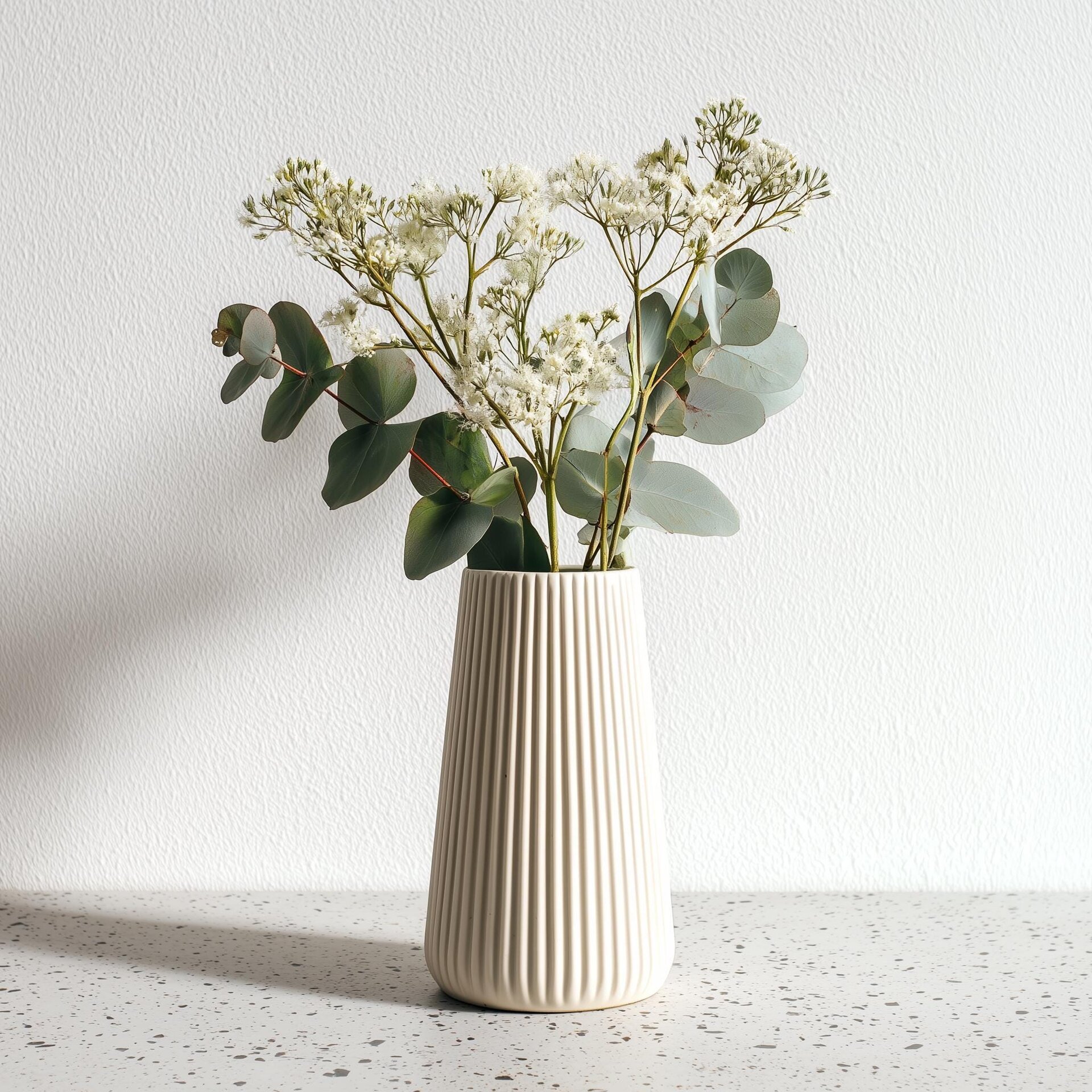 3D-gedruckte Origami-Vase | Geripptes geometrisches Dekor