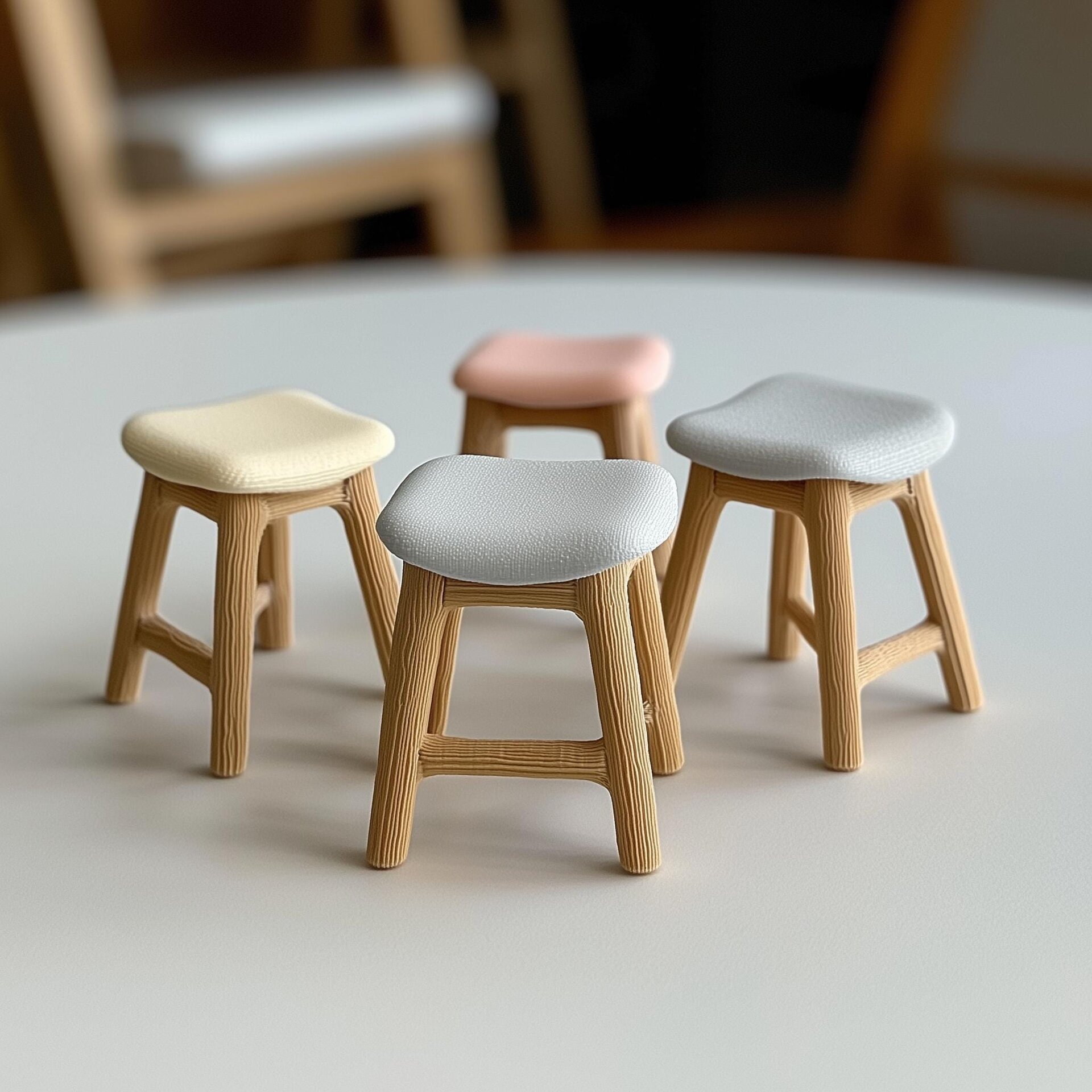 3D-gedrucktes 1:12-Puppenhaus-Hocker-Set (4-teilig)