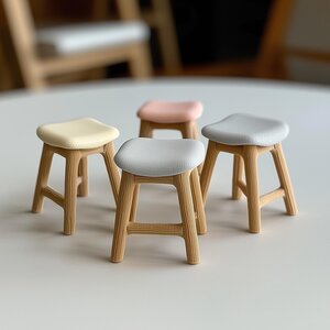 3D-gedrucktes 1:12-Puppenhaus-Hocker-Set (4-teilig)