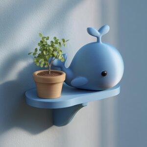 3D-gedrucktes Wal-Wandregal fürs Kinderzimmer