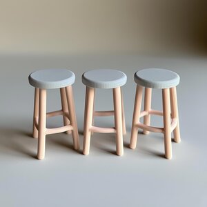 3D-gedrucktes 1:12-Barhockerset (3-teilig)