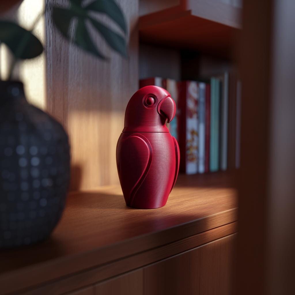 3D-gedruckte minimalistische Papageien-Gedenkurne
