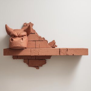 3D-gedrucktes Drachen-Ziegel-Wandregal