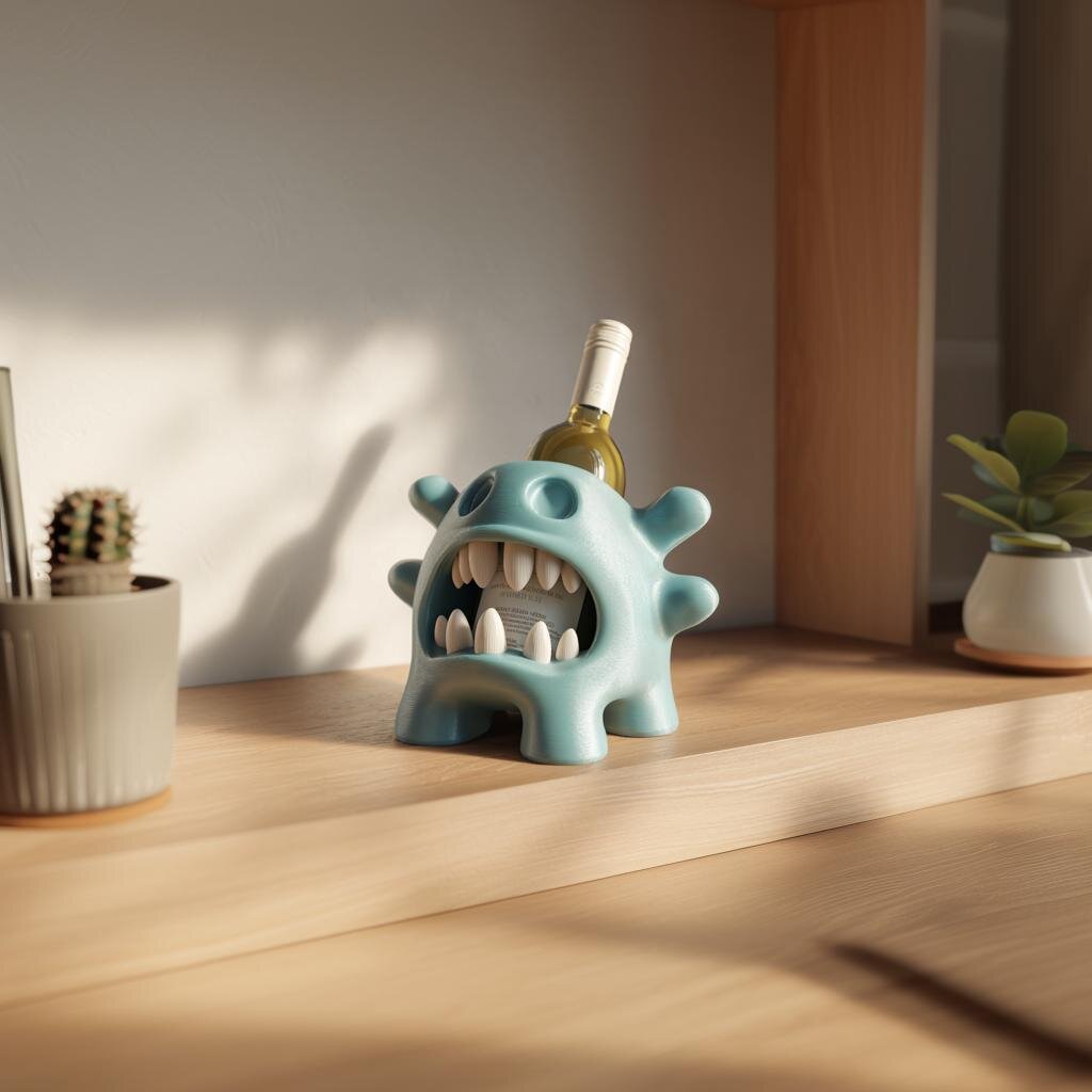 3D-gedruckter Kreatur-Weinflaschenhalter | Monster-Display