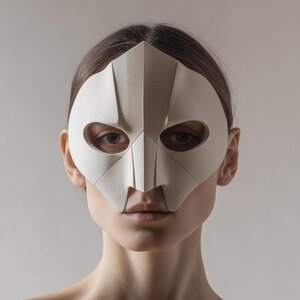 3D-gedruckte geometrische Halbmaske | Kantiges Cosplay-Gesichtsteil