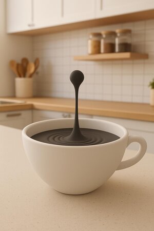 Schwebende Kaffeetropfen-Skulptur | 3D-gedruckte Illusion