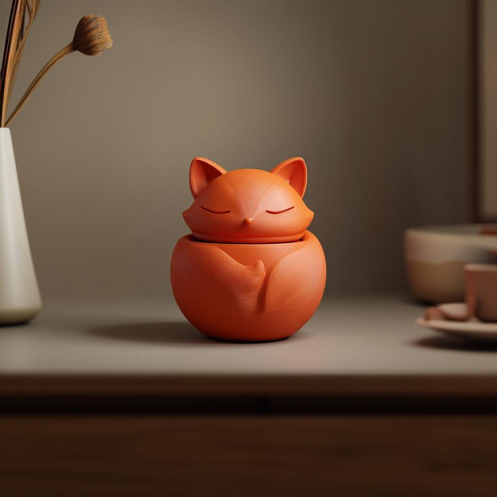 3D-gedruckte schlafende Fuchs-Gedenkurne