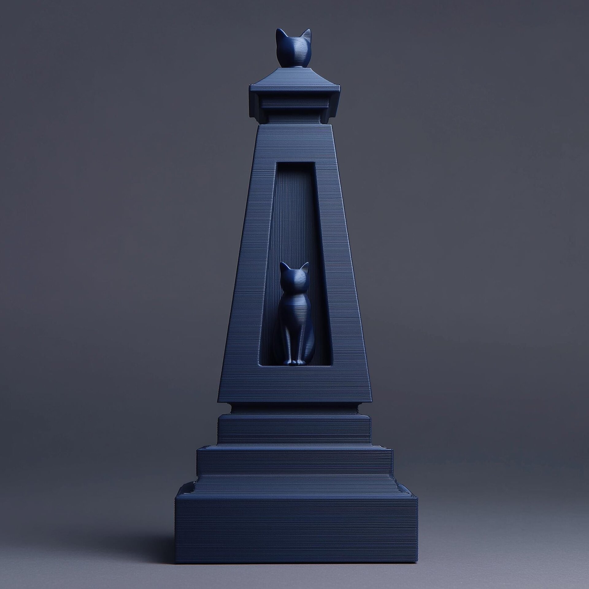 3D-gedruckte Katzen-Obelisk-Gedenkurne | Geometrisches Erinnerungsstück