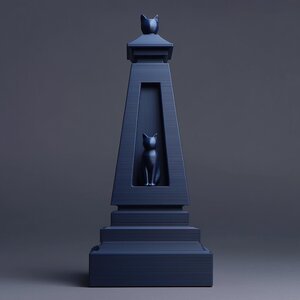 3D-gedruckte Katzen-Obelisk-Gedenkurne | Geometrisches Erinnerungsstück