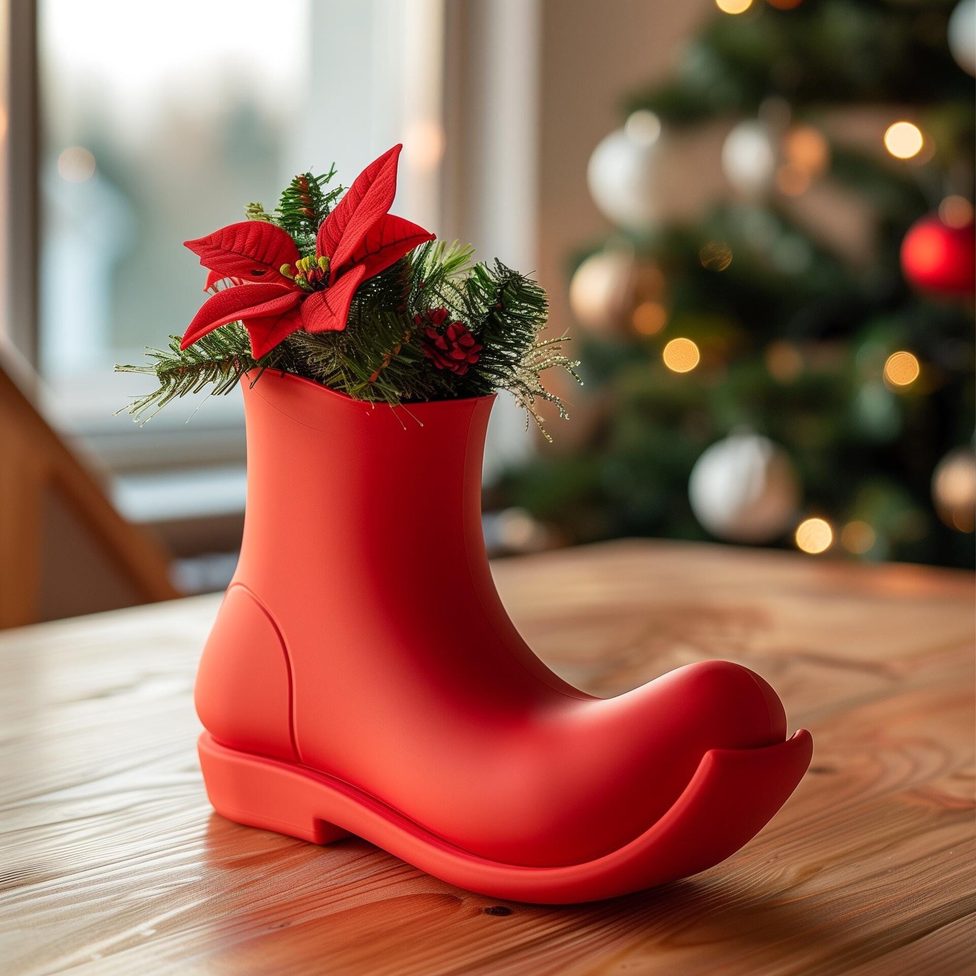3D-gedruckte Weihnachtsstiefel-Vase