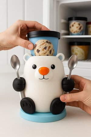 3D-gedruckter Eisbär-Eisbecherhalter
