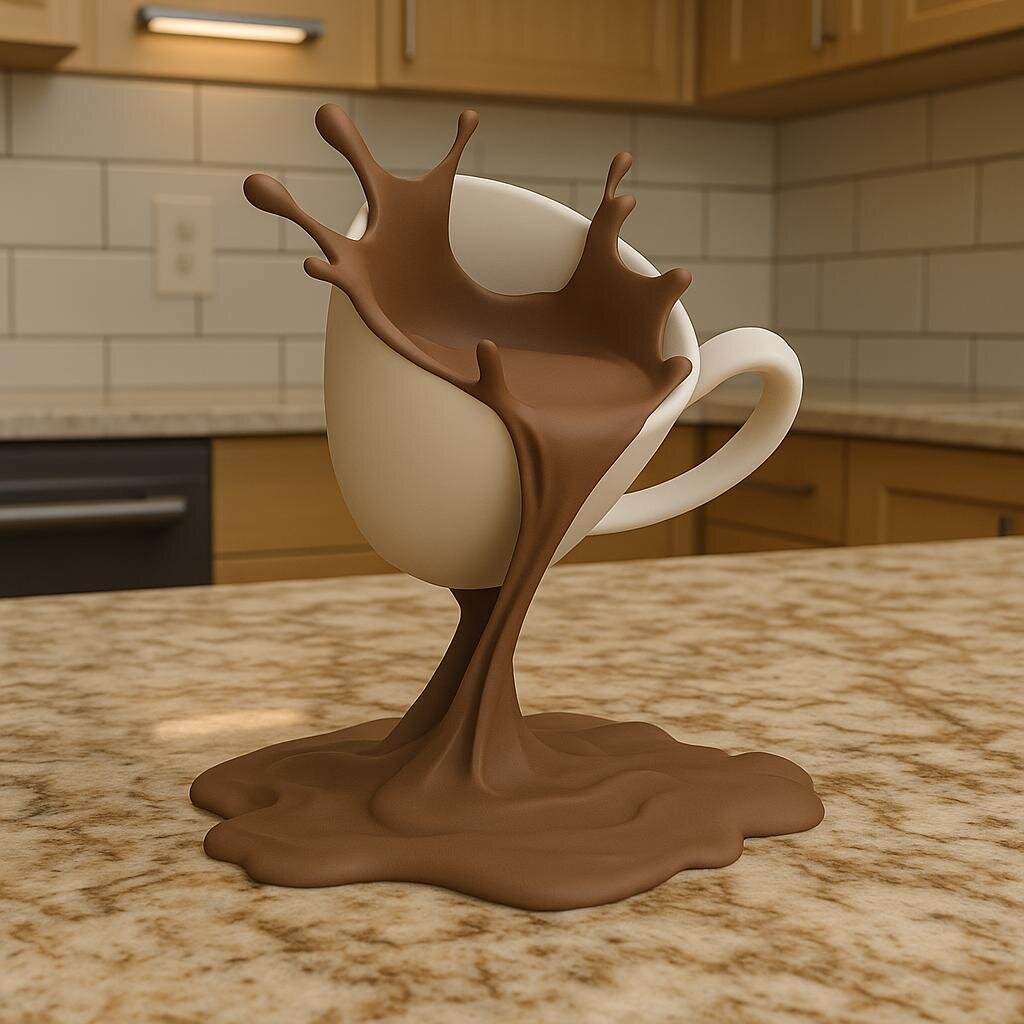 3D-gedruckte Kaffeespritzer-Illusionsskulptur