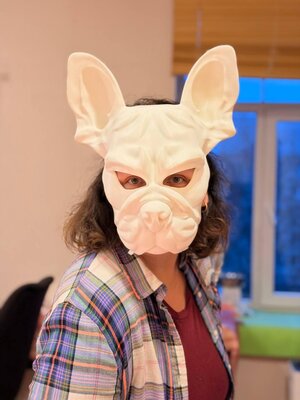 3D-gedruckte Kostümmaske Französische Bulldogge