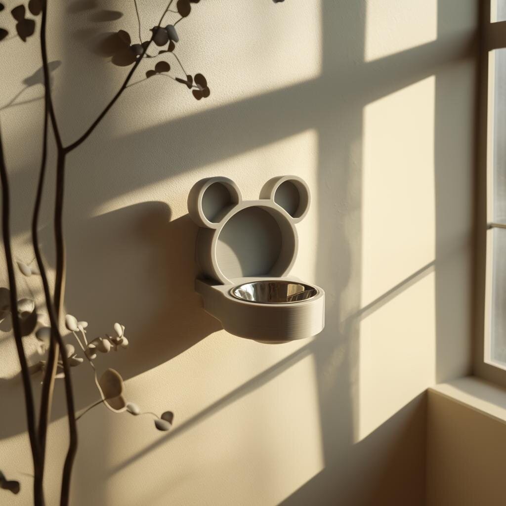 3D-gedruckter Bären-Wandhalter für Futternäpfe