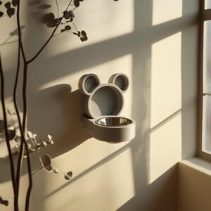 3D-gedruckter Bären-Wandhalter für Futternäpfe