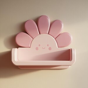 3D-gedrucktes Kawaii-Blumen-Wandregal