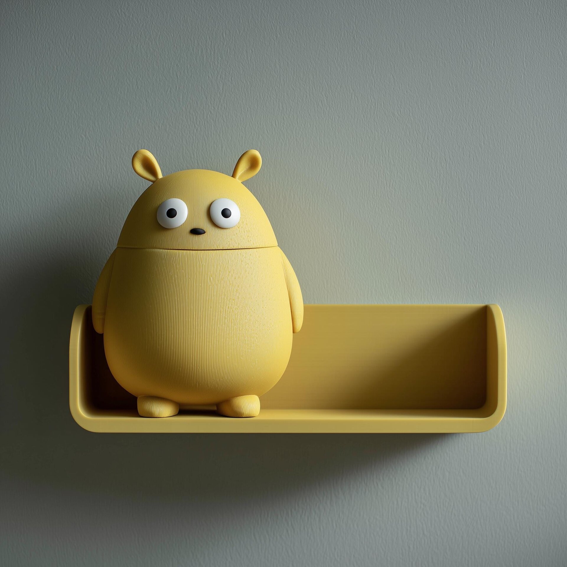 3D-gedrucktes Monster-Wandregal mit verstecktem Stauraum