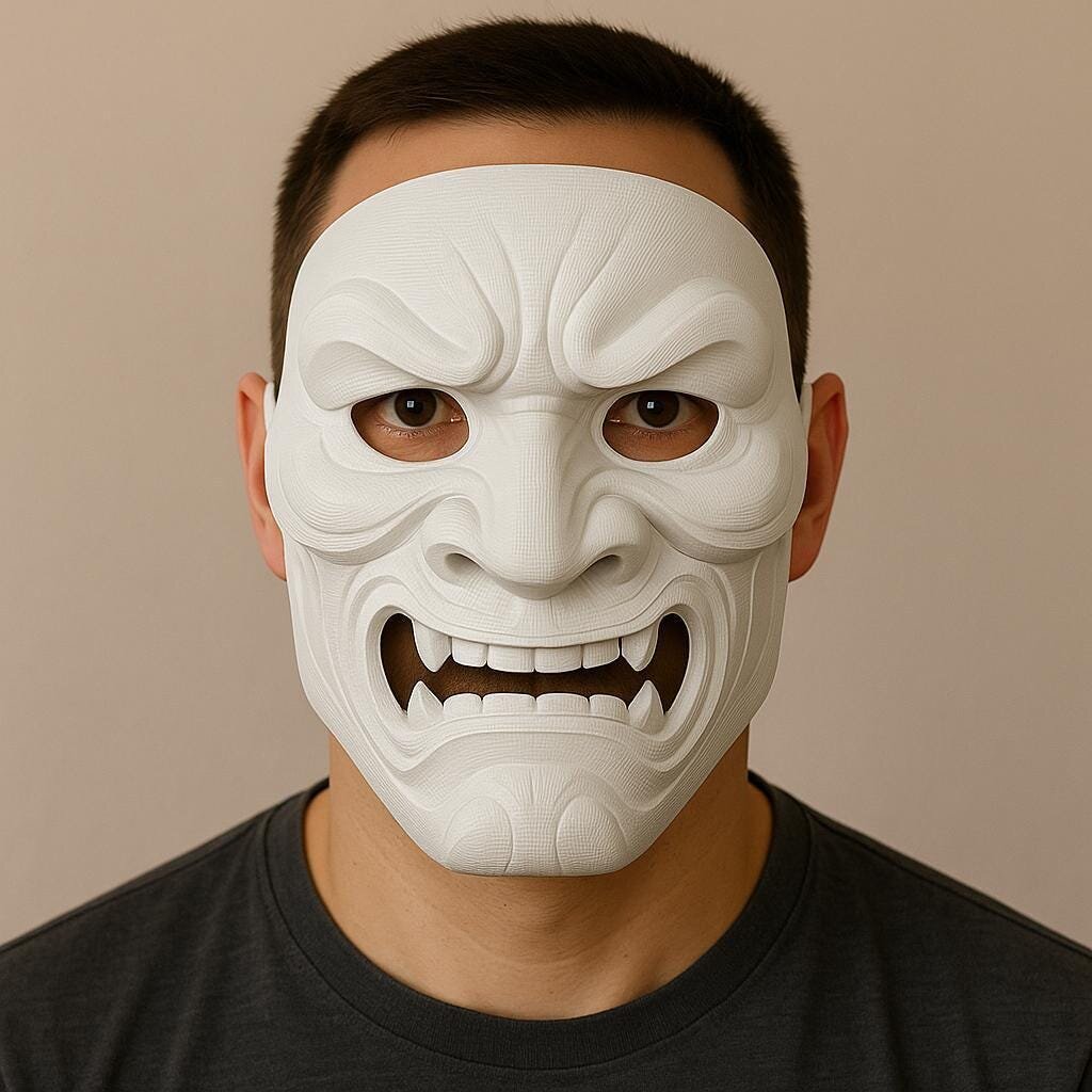 3D-gedruckte Oni-Samurai-Maske | Requisite der japanischen Folklore