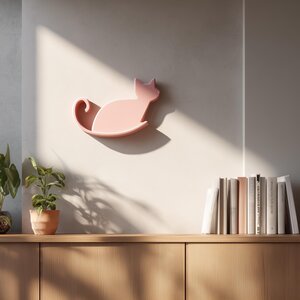 3D-gedrucktes Katzensilhouette-Wandregal