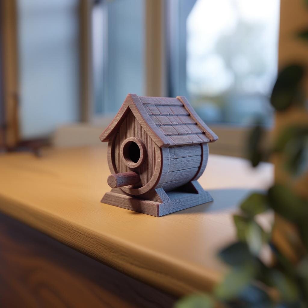 3D-gedrucktes rustikales Vogelhaus-Dekor | Regal-Akzent für drinnen