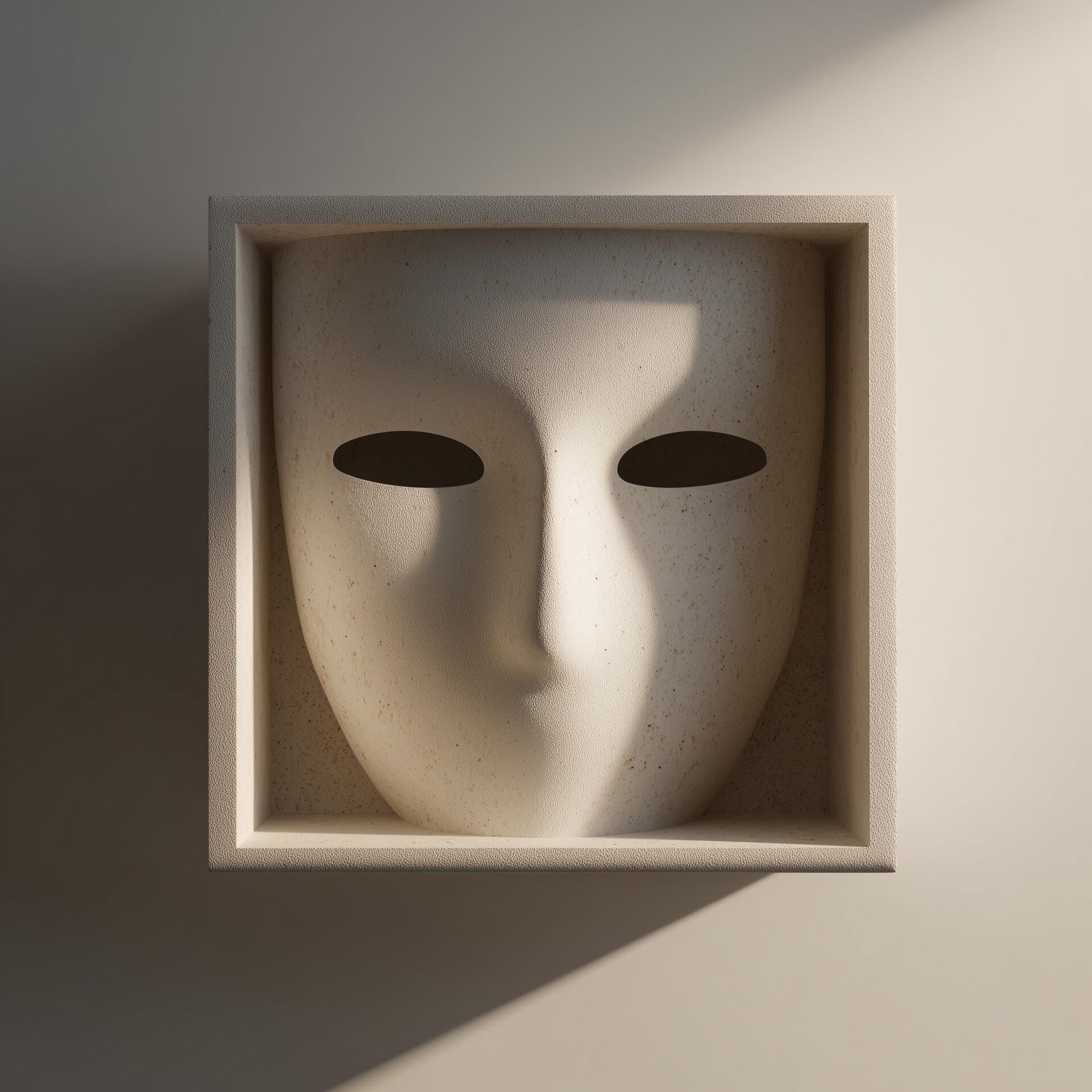 3D-gedrucktes Wandregal mit abstrakter Maske | Skulpturales Ablagebrett