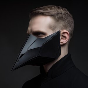 3D-gedruckte Techno-Raben-Maske