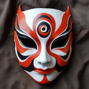 3D-gedruckte japanische Fuchs-Ninja-Maske
