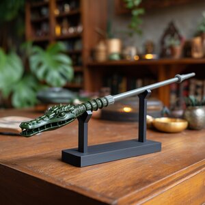3D-gedruckter Drachenkrokodil-Zauberstab mit Ständer | Cosplay-Requisite