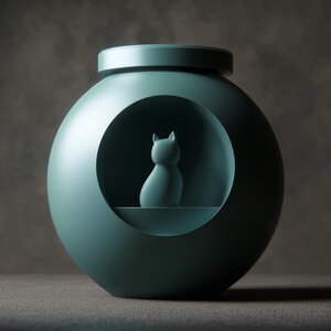 3D-gedruckte Katzenkugel-Gedenkurne